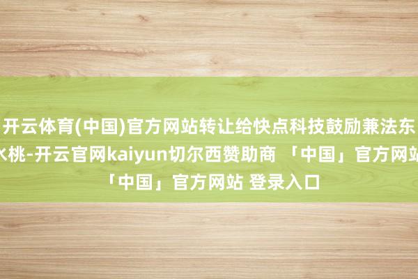 开云体育(中国)官方网站转让给快点科技鼓励兼法东说念主金水桃-开云官网kaiyun切尔西赞助商 「中国」官方网站 登录入口